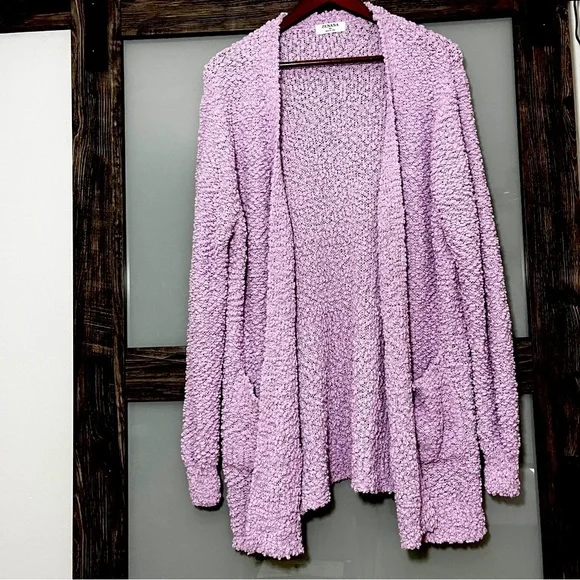 Zenana Falling for You Open Front Popcorn Cardigan Women's XL Lilac Purple - Picture 1 of 6